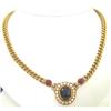 Image 1 : Salavetti 18K Gold Diamond, Ruby & Sapphire Necklace