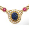 Image 2 : Salavetti 18K Gold Diamond, Ruby & Sapphire Necklace