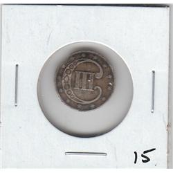 SILVER 3 CENT PIECE CLIPPED 1853