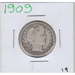 1909 BARBER QUARTER SILVER
