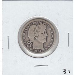 1914 D BARBER QUARTER