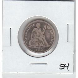 1876 SEATED DIME