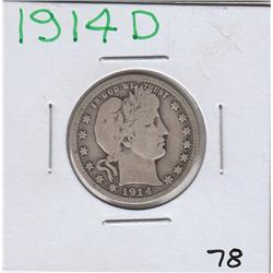 1914 D BARBER QUARTER