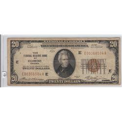 $20 FRBN 1929 RICHMOND