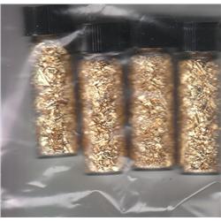 4 GLASS VIALS OF GOLD FLAKE