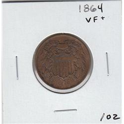 1864 2 CENT PIECE VF PLUS