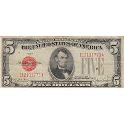 $5 1928 F RED SEAL LEGAL TENDER