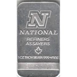 1 OUNCE SILVER BAR .999 FINE