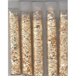 5 GLASS VIALS OF GOLD FLAKE