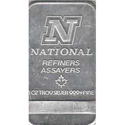 1 OUNCE SILVER BAR .999 FINE NATIONAL