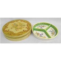 1930s Japanese Hand Painted Candy Dish In Box