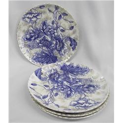Antique Flow Blue Luncheon Plates/4 "Florence" Pattern