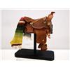 Image 2 : Hand Tooled Miniature Western Saddle on Stand