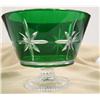 Image 1 : Crystal Compote, Green Glass Overlay Cut to Crystal