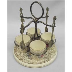 Antique Lancaster & Sandland Egg Holder & Cups