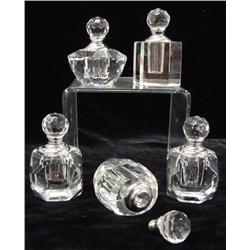 Perfume Bottles, Faceted Glass w/Screw Tops