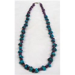 Native American Navajo Turquoise & Amethyst Necklace