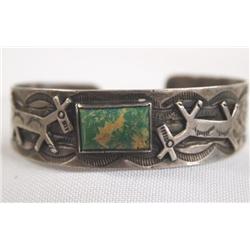 Navajo Sterling Silver & Green Turquoise Bracelet