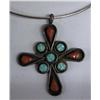 Image 2 : Native American Zuni Choker w/Turquoise & Coral Pendant