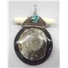 Image 1 : Fossil Pendant With Turquoise And Bone