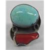 Image 2 : Native American Navajo Sterling Turquoise & Coral Ring