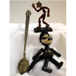 Wooden ''Felix''&''Dodaa'' Dolls,1 Howdy Doody Spoon