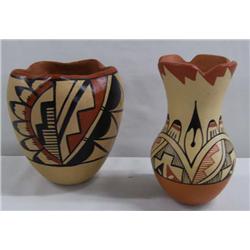 Native American Jemez Pottery Signed/2 Pcs.