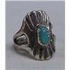 Image 1 : Navajo Sandcast Silver & Turquoise Ring