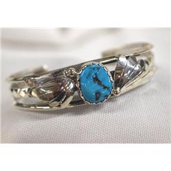 1980s Navajo Silver & Turquoise Bracelet