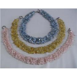3 Necklaces Each of 3 Strands of Gemstones