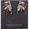 Image 1 : Native American Zuni Pierced Earrings By Lechite