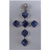 Image 1 : Lapis and Sterling Silver Cross Pendant