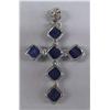 Image 2 : Lapis and Sterling Silver Cross Pendant