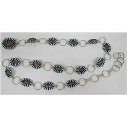 Native American Zuni Concho Belt Hallmark BY