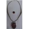Image 1 : Native American Coral Pendant Neckalce & Ring Set