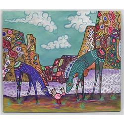 Kills Thunder Painting, Geometric Horses