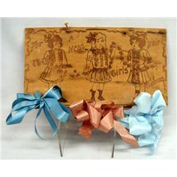 Antique Pyrographic Girl's Hair Bow Holder