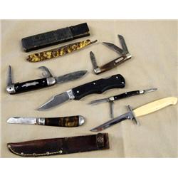 Vintage Lot of 6 Knives, 1 Straight Razor