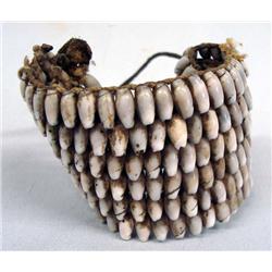 Vintage Pueblo Shell On Leather Arm Bracelet
