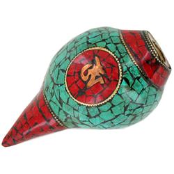Tibet Turquois Coral Encrusted Shell horn (ANT-1601)