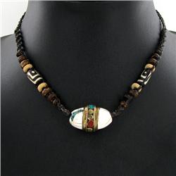 Tibet Shell Agate Bead Nickel Necklace (JEW-3272)