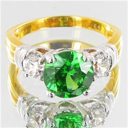 19.4twc Lab Diamond/Emerald Gold Vermeil Ring (JEW-3529)