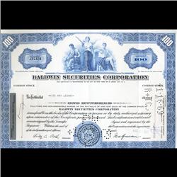 1960s Baldwin Sec. Stock Certificate Scarce (CUR-06396)