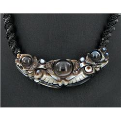 Tibet Agate Dragon &  Bead Choker Necklace (JEW-3239)