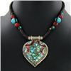 Tibet Nickel Turquoise Coral Choker Necklace (JEW-3295)