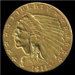 1911 US $2.5 Indian AU Error (COI-9737)