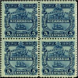 1890 Nicaragua 5c UPU Block of 4 (STM-0398)
