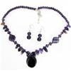 Amethyst & Crystal Necklace Earring Set (JEW-3450)