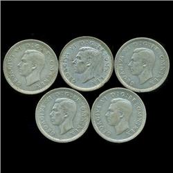 1939 Britian 3p Silver XF/AU 5pcs (COI-8826)