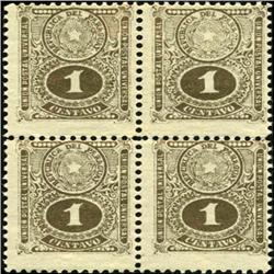 1910 Paraguay 1c Numeral Block of 4 Variety (STM-0518)